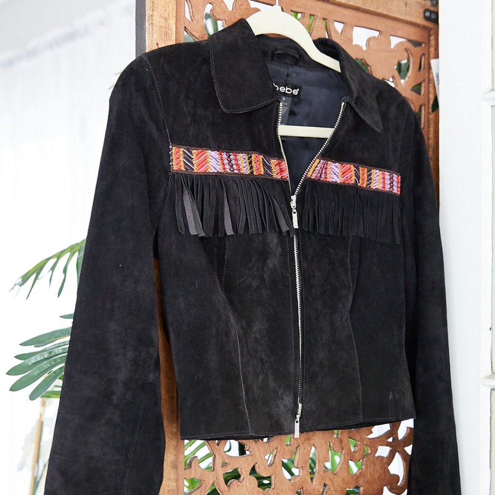 Vintage Bebe Western Suede Fringe Jacket